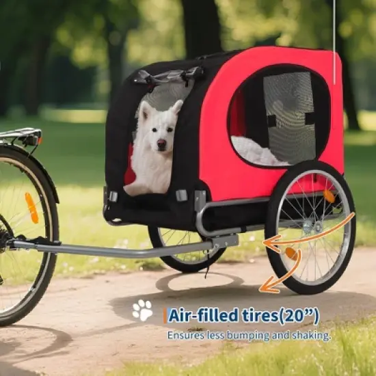 Dog Bike Trailer, Supports up to 88LBS Dog Trailer for Bicycle, Pet Cart Bicycle Carrier with Quick Release Wheel & Easy-Fold Frame, Red image {7}