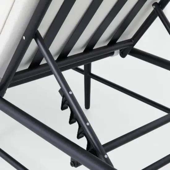 Cushioned Metal Outdoor Chaise Lounge - Cream/Black - Hearth & Hand&trade; with Magnolia image {4}