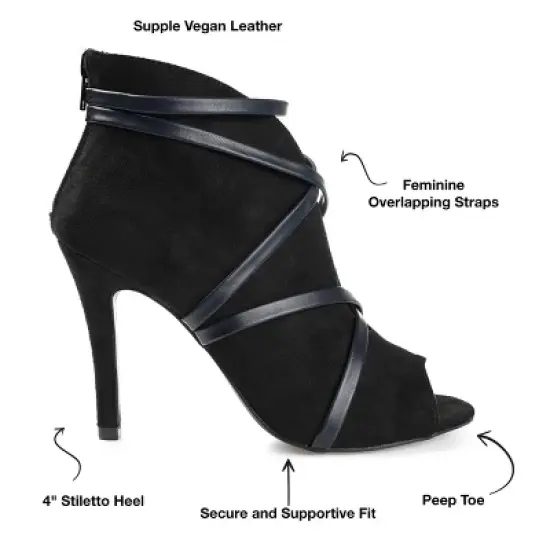 Journee Collection Womens Samara Back Heel Zip Peep Toe Stiletto Booties image {7}