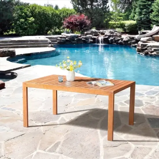 Weston Eucalyptus Wood Rectangular Outdoor Dining Table - Natural - Alaterre Furniture image {1}