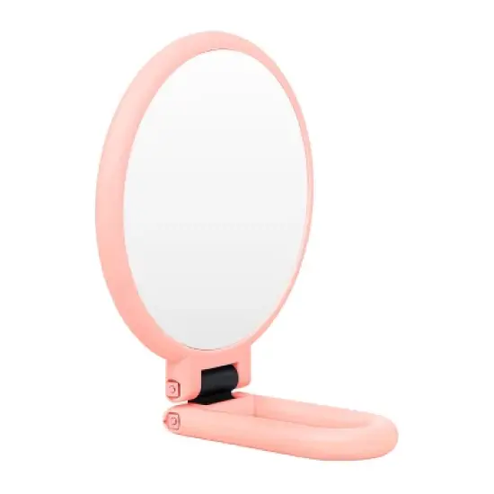 Mber Hand Mirror For Makeup Mirror Double Sided, 1X 10X Magnifying Mirror, Handheld Mirrors with Handle, Foldable Travel Hand Mirror With Stand Pink image {9}
