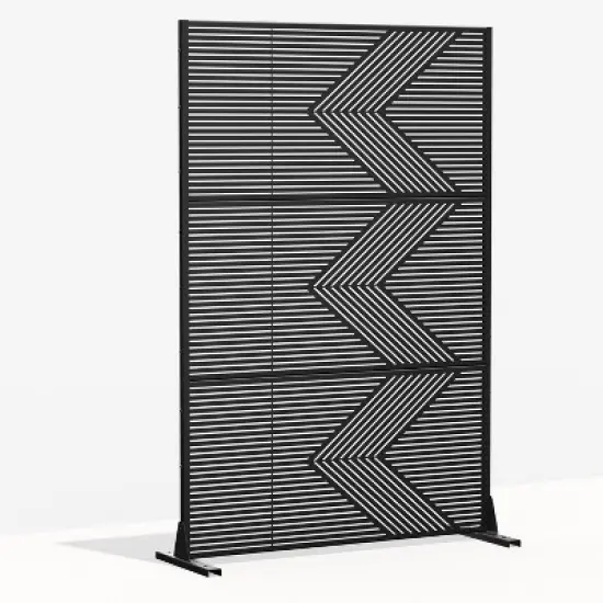 Dovelina Metal Outdoor Privacy Screen Freestanding Patio Decorative Screens - 72"x47", Black, Cedric image {9}