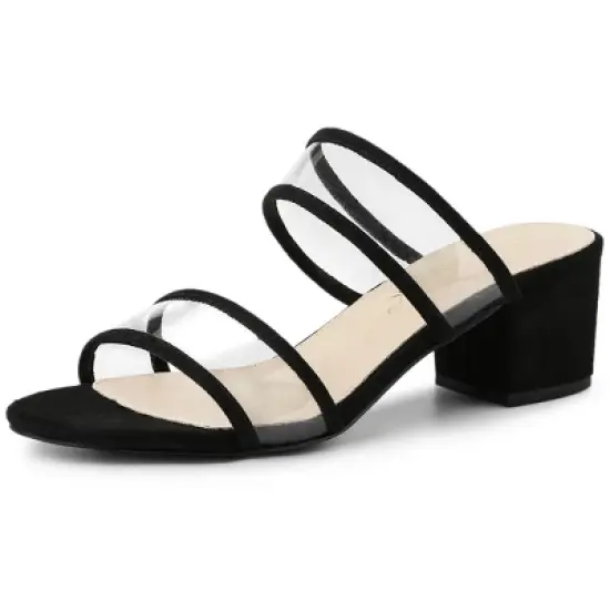 Allegra K Women's Clear Strap Block Heel Slide Sandals image {7}