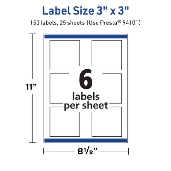 Avery TrueBlock Matte White Paper Labels,  3" x 3" Square image {4}