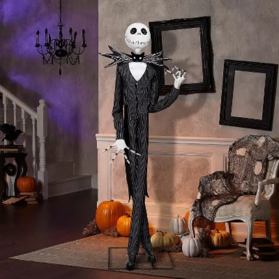 78" Animated Deluxe The Nightmare Before Christmas Black & Purple Jack Skellington Decoration image {2}
