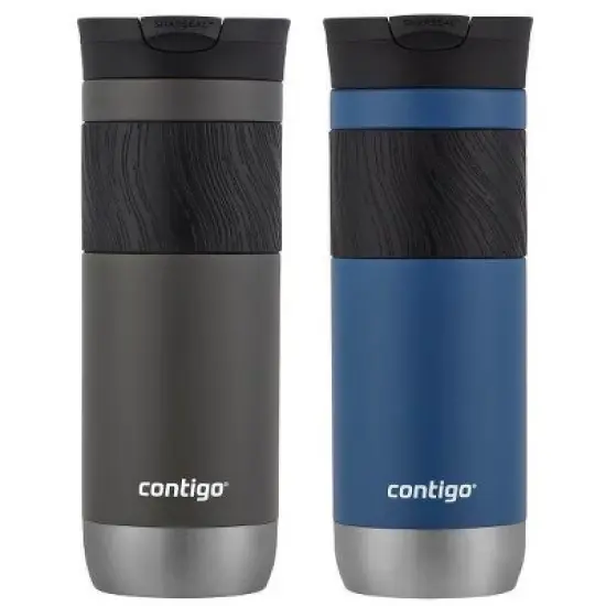Contigo Byron 2.0 Stainless Steel Travel Mug with SNAPSEAL Lid and Grip, 20 oz, Sake & Blue Corn, 2-Pack image {4}