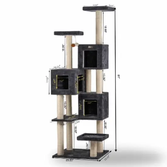 Armarkat Real Wood Griant Cat Tower with Condos for Multiple Cats  A8104 image {6}