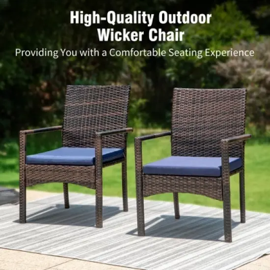 Captiva Designs 9pc Patio Rectangle Expandable Metal Dining Table & Rattan Chairs with Removable Cushions image {11}