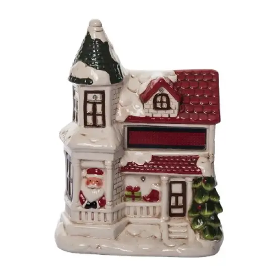 Transpac Dolomite Light Up Santa House with Music - Festive Christmas Decorative Object for Holiday Cheer image {2}