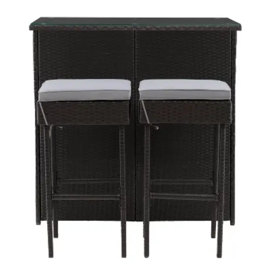 Parksville Patio Bar Set with Cushions - Black/Gray - CorLiving image {7}