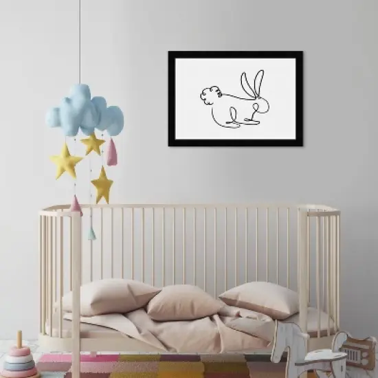19" x 13" Bunny Outline Simple Animals Framed Wall Art Black - Olivia's Easel image {4}