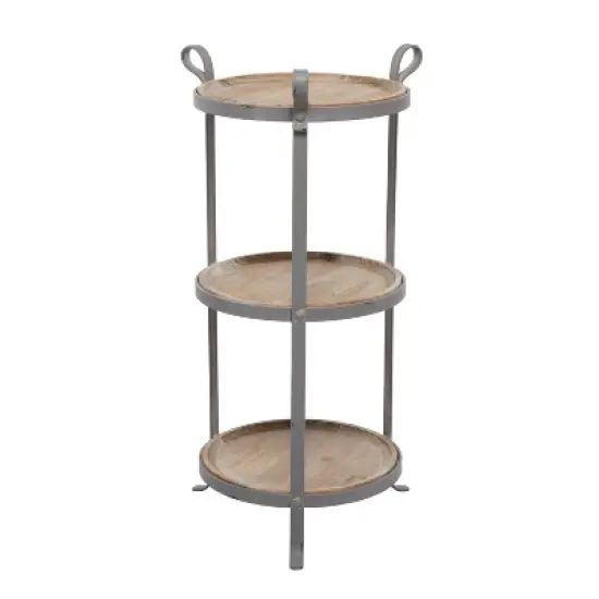 Industrial Metal Round Tiered Table Gray - Olivia & May image {1}