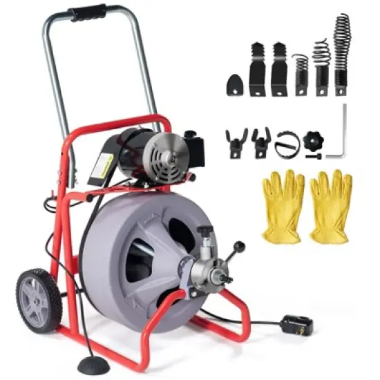 AMERLIFE Electric Drain Cleaner Machine with Auto-Feed & 10 Cutters, Sewer Snake Auger image {9}