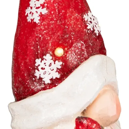 Northlight Gnome in Lighted Hat Holding Cardinal Christmas Decoration - 20" - LED Warm White Lights image {7}