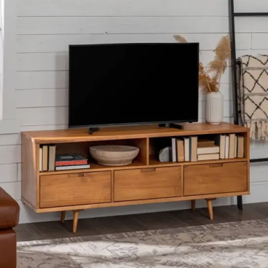Cara Mid-Century Modern 3 Drawer TV Stand for TVs up to 65" - Saracina Home image {14}