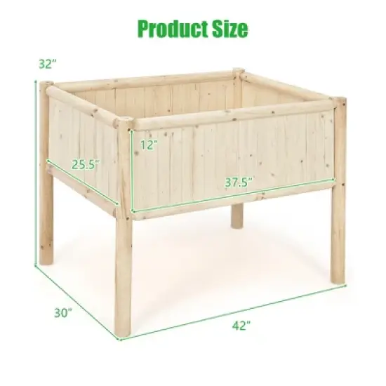 Costway Raised Garden Bed 42''x30''x32'' Elevated Wood Planter Box Stand Patio Yard image {1}