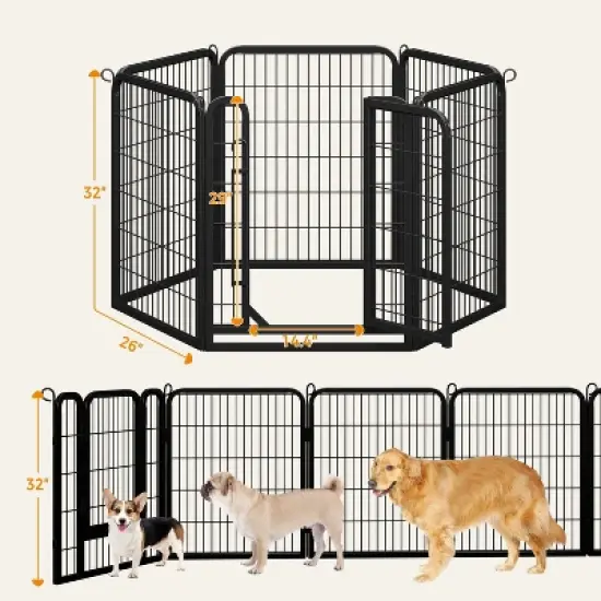 Yaheetech 6 Panels Dog Playpen Cat Exercise Barrier, Black image {2}
