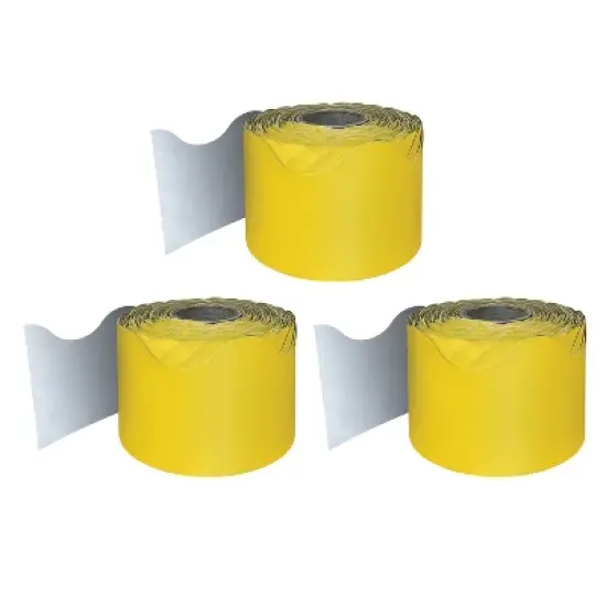 Carson Dellosa Education Yellow Rolled Scalloped Border, 65 Feet Per Roll, Pack of 3 image {3}