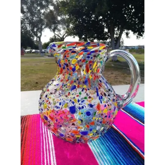 Dos Sue��os Mexican Hand Blown  Pitcher - Confetti Rock Design - 84oz image {3}