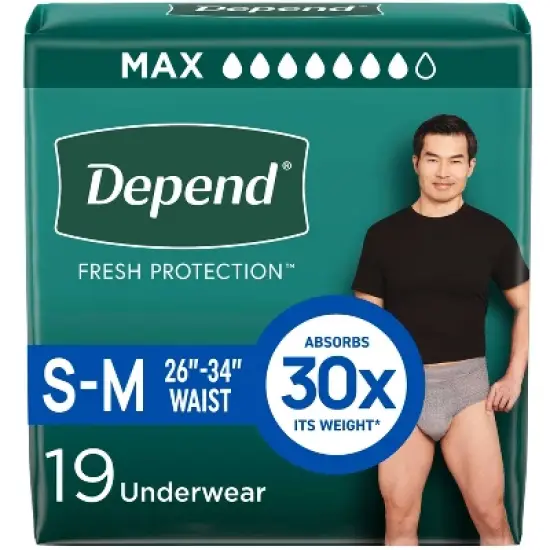 Depend Fresh Protection Adult Incontinence Disposable Underwear for Men - Maximum Absorbency - Gray image {16}