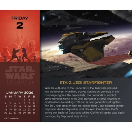 Star Wars 2026 Dayata Time 6.12"x5.37" Box Calendar image {3}