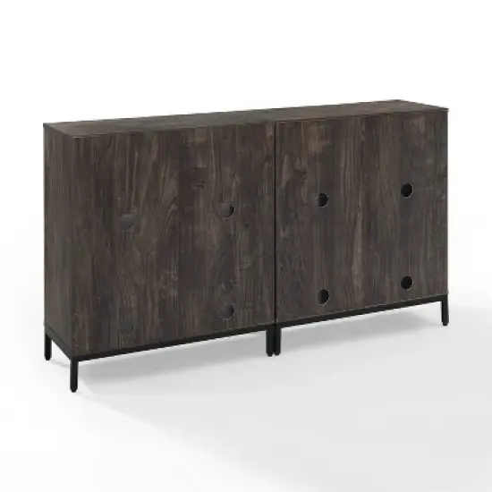 2pc Jacobsen Record Storage Cube Bookshelf Set Brown Ash - Crosley image {3}