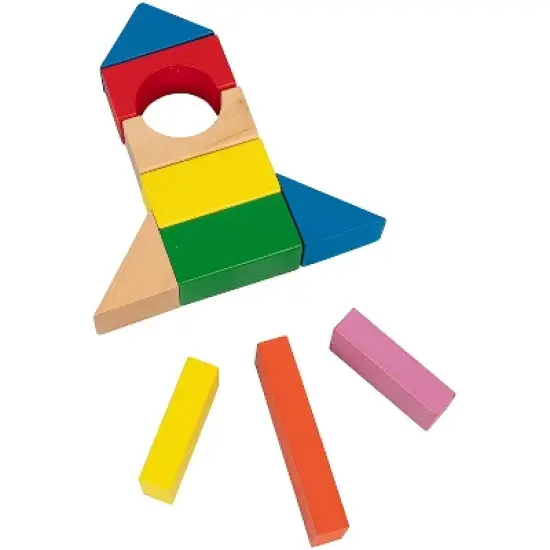 Right Track Toys Wooden Blocks Toy Set for Building - Rainbow Colored, 100 Pieces image {4}