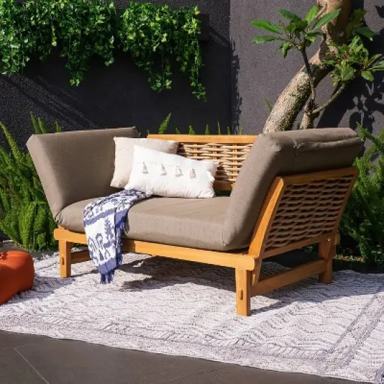 Cambridge Casual Auburn Teak Sofa Daybed with Sunbrella Cast Shale Cushion image {10}