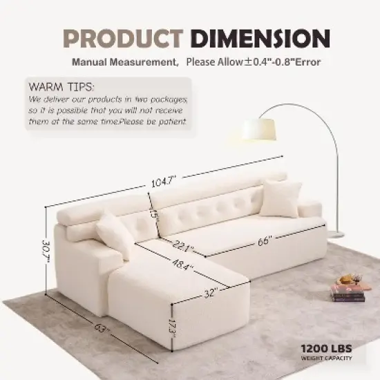 Whisen 86" Modular Convertible Sectional with 2 Pillows image {11}