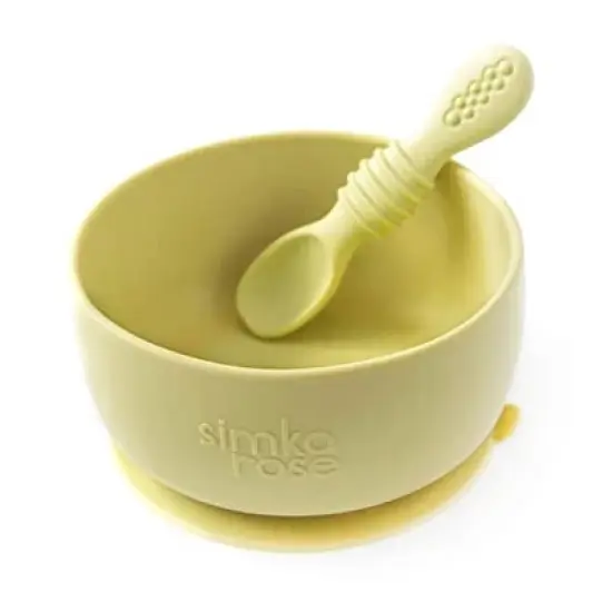 Simka Rose Silicone Baby Bowl and Spoon Set image {5}