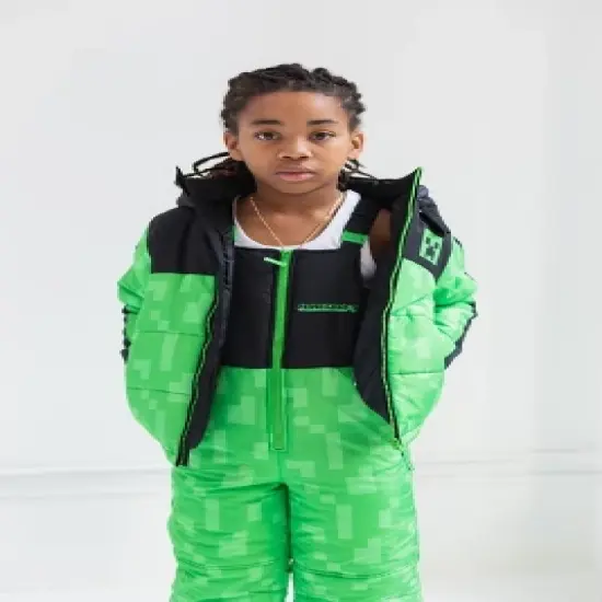 Minecraft Zombie Zip Up Puffer Jacket and Snow Bib Ski Pants Little Kid to Big Kid image {1}