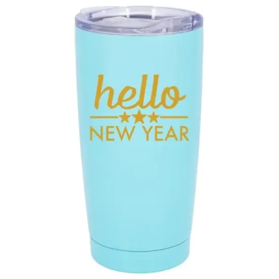 100 North 20 Ounce Stainless Steel On the Go Travel Tumbler With Push Top Lid, Hello New Year Teal image {5}