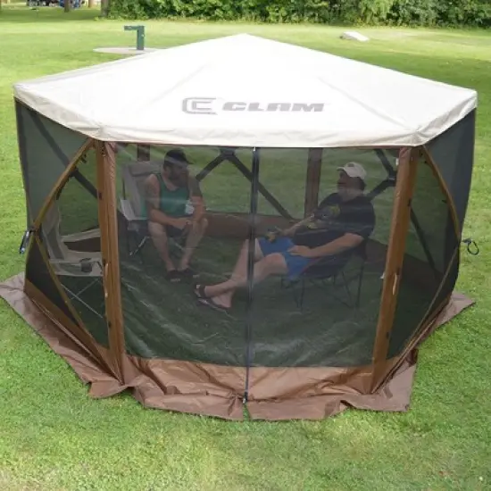 CLAM Quick-Set Outdoor Portable Escape Sky/Sky Camper Screened Gazebo Canopy Tent Rain Fly Tarp with Carry Bag, Cover Only, Tan image {3}