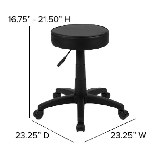 Emma and Oliver Black Adjustable Doctors Stool on Wheels with Ergonomic Molded Seat image {4}