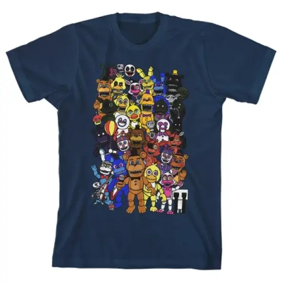 Five Nights At Freddy's Character Group Art Boy's Navy Blue T-shirt image {4}