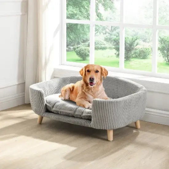 Christopher Knight Home Floyd Modern Upholstered Dog Bed for Small Dog with Rubberwood Legs image {11}