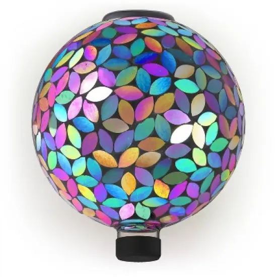 11" Solar Mosaic Iron/Glass Gazing Globe with Stand Purple - Alpine Corporation image {3}