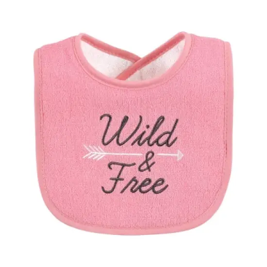 Hudson Baby Infant Girl Cotton Terry Drooler Bibs with Fiber Filling, Girl Moose Bear, One Size image {7}