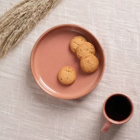 SEVOBAL Serving Platters Rustic Ceramic Pasta Platters, Ideal for Serving Spaghetti Lasagna Macaroni Ziti at Stylish Dinners, Pink, 7.87"*7.87"*1.57" image {4}