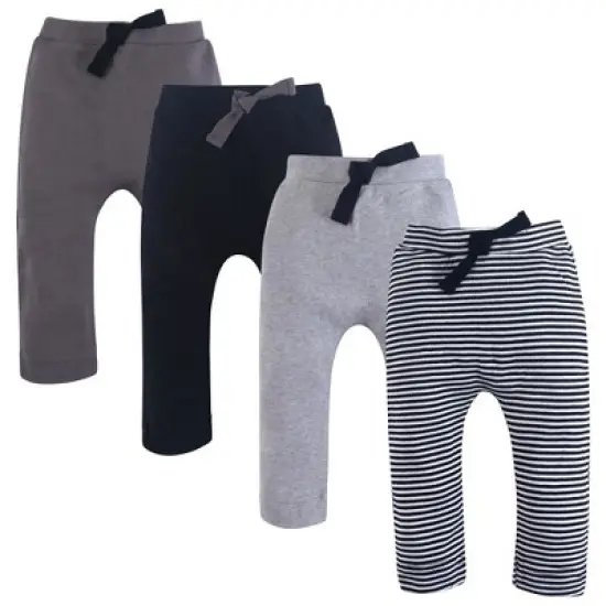 Touched by Nature Baby and Toddler Boy Organic Cotton Pants 4pk, Black Gray image {2}