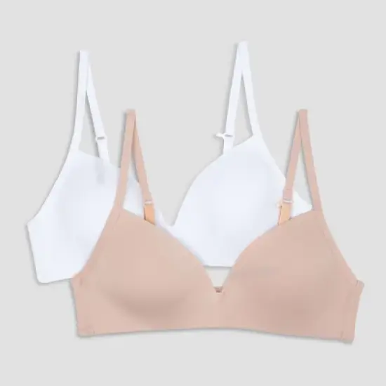 Hanes 2pk Wire Free Bra - Beige/White  image {3}