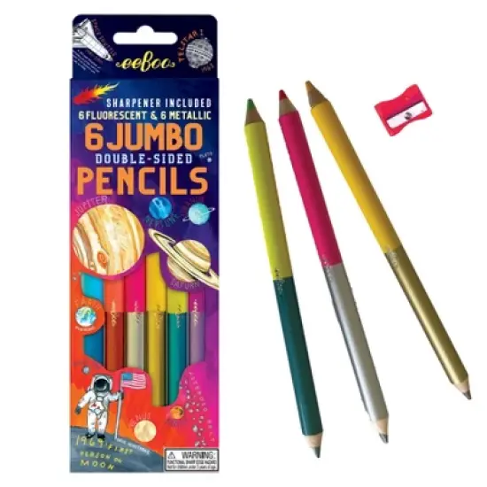 eeBoo Solar System Fluorescent Double-Sided Color Pencils/Set of 6 image {2}