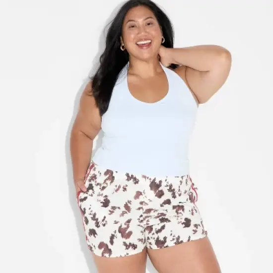 Women's Cow Print Graphic Shorts - White image {4}