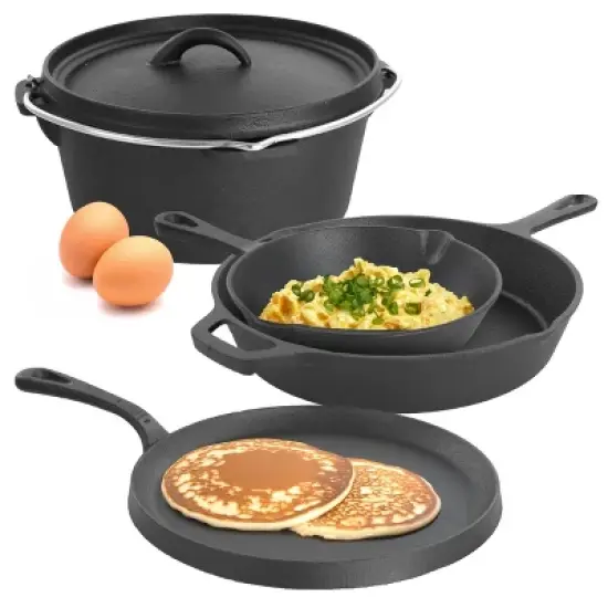 MegaChef 5 Piece Pre-Seasoned Cast Iron Kitchen Cookware Set image {7}