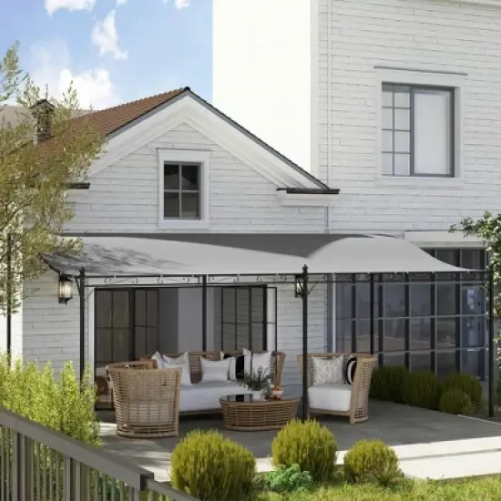 Resenkos Outdoor Garden Gazebo, Sunshade Gazebo Canopy,10' x 20' Wall-Mounted Outdoor Pergola Canopy with Drainage Holes, Dark Gray image {9}