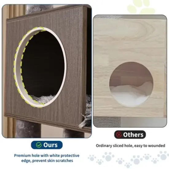 66.9in Cat Tree Tower with Litter Box Enclosure Condo with Perch & Scratching Posts, Plush Nest, Multi-Tier Play & Rest image {5}