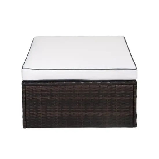 WestinTrends  4-Piece Outdoor Patio Sofa Sectional Set with Ottoman, Brown/White image {7}