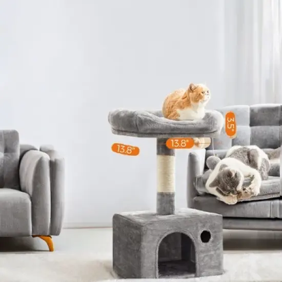 56.3in Cat Tower for Large Cats Indoor Cat Tree Cat Condo with Scratching Posts, Hammock, Plush Perch, Cat Furniture image {2}