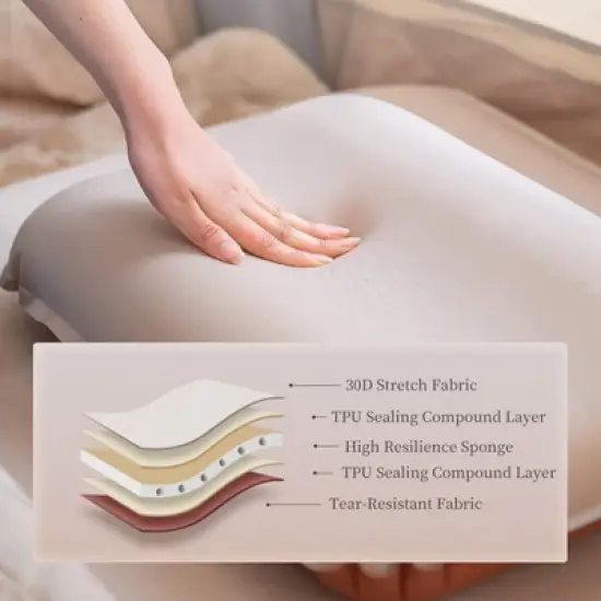 Naturehike Inflatable Camping Pillow - Portable 3D Comfortable Silent Sponge Pillow - Perfect for Camping and Travel (Khaki) image {3}