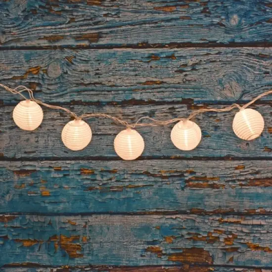 LumaBase Solar-Powered String Lights with 10 Nylon Lanterns image {1}